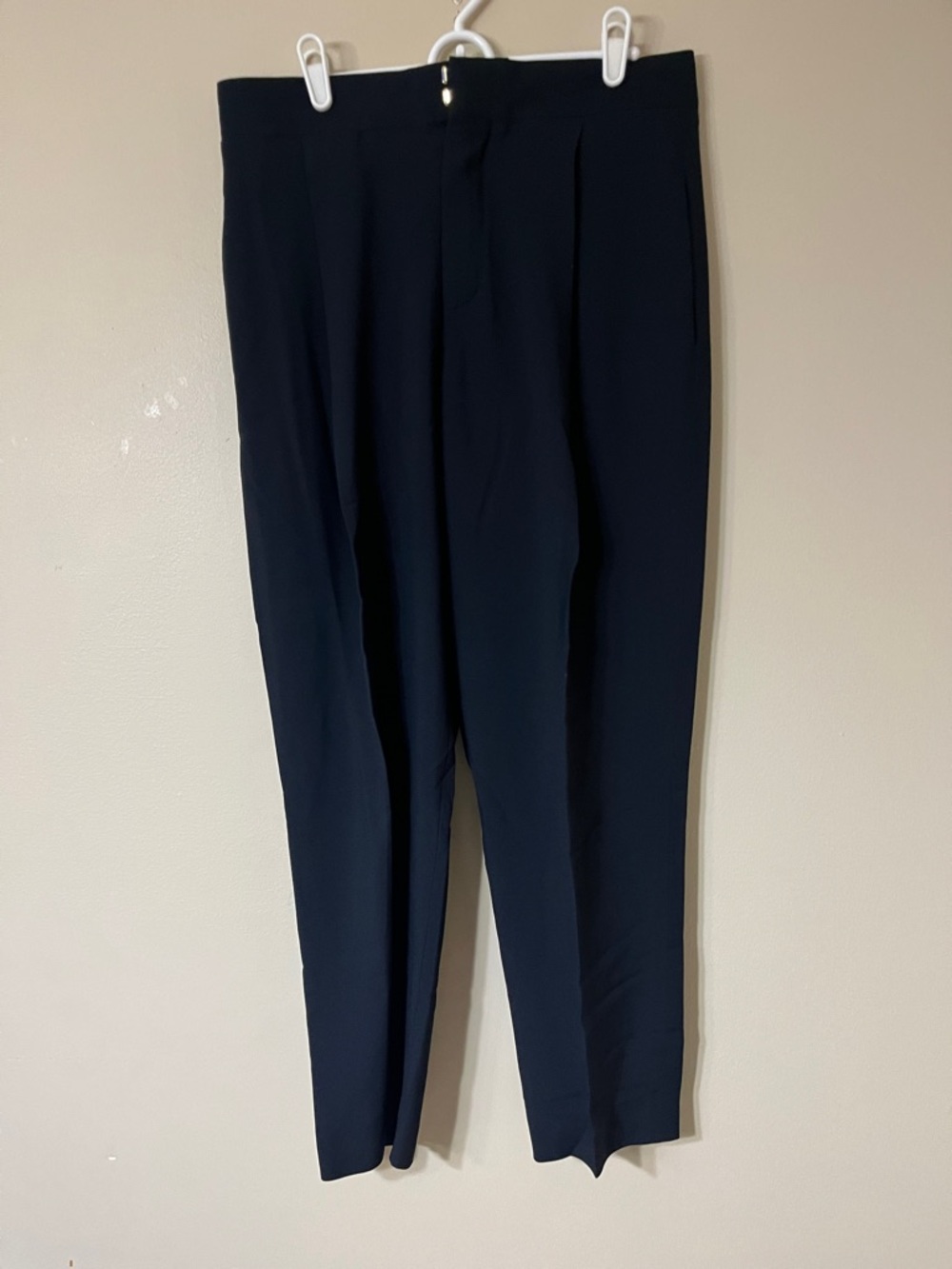 Chloe Navy High-Waist Tailored Trousers